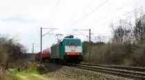 Die Cobra 2811 kommt aus Richtung Montzen-Gare(B) mit einem langen gemischten G�terzug aus Antwerpen-Noord(B) nach K�ln-Gremberg und f�hrt in Richtung Aachen-West. Aufgenommen an der Montzenroute bei Moresnet-Chapelle(B) bei Sonne und Wolken am 19.4.2013.
