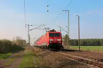 189 018-5 hatte am 24.04.13 die ehrenvolle Aufgabe T 62629 von Rostock-Seehafen nach Dresden-Friedrichstadt zu bespannen. Am 25.04.13 ging der Zug gezogen von einer weiteren BR 180 weiter nach Zwickau. W�hrend 151 116 ( AK-Lok ) weiter nach N�rnberg zur Reaktivierung geht, ist es f�r die 5 Kn�delpressen die vorletzte Fahrt zum Stillstandsmanagement in Chemnitz. 
Hier ist der Zug mit -63 in Frauenhain unterwegs.
