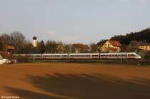 DB ICE-T Tz 1118   Plauen Vogtland   als ICE 22 Wien - Dortmund, KBS 880 Passau - N�rnberg, fotografiert im letzten Abendsonnenschein in Krappenhofen zwischen Parsberg und Seubersdorf am 19.04.2010