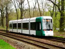  Potsdam: Stra�enbahnlinie 91 nach Bahnhof Pirschheide am Bahnhof Rehbr�cke.(28.4.2013) 