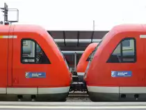 Hier zu sehen sind die Kupplungen zweier 612er, welche gerade als RE 3453 von N�rnberg Hbf. nach Hof Hbf. ihren Endbanhof erreicht haben. Das Foto entstand am 28.04.13.