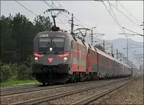 1116 138  50 Jahre Heeres Sport  war am 29.04.13 mit Rj 630 (Villach-Wien Meidling) unterwegs, hier kurz nach der Ausfahrt von Neunkirchen/N�.
