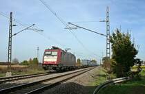 185 593-1 mit einem KLV-Zug am 20.04.12 sdlich von Buggingen.