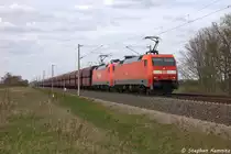 152 141-8 & 152 089-9 DB Schenker Rail Deutschland AG mit einem Falns Ganzzug in Vietznitz und fuhren in Richtung Nauen weiter. 30.04.2013