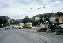 Stuttgart SSB SL 15 (GT4 492 / GT4 589) Heilbronner Strasse / Pragstrasse im Juli 1979.