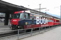 Ge4/4 III 646 im B�GA(B�ndner Generalabo)Design am 04.05.13 in Landquart