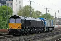 DE685 mit DH754 im Schlepp in K�ln West am 03.05.2013