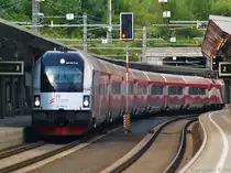 Der Steuerwagen 80-90.749, des �BB-Werberailjets f�r  175 Jahre Eisenbahn in �sterreich  am 31.07.12 in St. Anton am Arlberg.