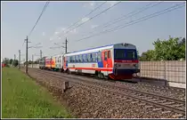 2143 040-0 f�hrt den SGAG 95479 von Wien Matzleinsdorf nach Wiener Neustadt, �berstellt wird hierbei 5047 091-3.
Aufgenommen am 09. Mai 2013 um 10:28 Uhr kurz nach dem Bahnhof Felixdorf.