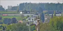 F�r Stefan... Wie Du siehst ist jenseits des Weihnachtsmarktes der Weg nach Konstanz auch interessant und gr�n... Ein IR nach Biel, 460 voraus, kreuzt Kreuzlingen ein zweites Mal um den Seer�cken zu erklimmen. Selbst die Kurtisane im Vordergrund brachte sich rechtzeitig in Pose und ins rechte Licht. Also: Zeit um einen kurzen Abstecher an den anderen kleinen See zu machen... Und an unseren Admin Christian habe ich auch gedacht und einmal einen ganzen Zug ins Bild gebracht... ;-)