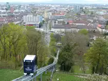 Die Schlossbergbahn in Freiburg wurde erst 2008 erbaut. Sie verbindet Freiburg mit dem Schlossberg. 18.4.2013