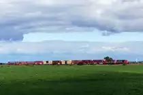 Kanada / Qu�bec: Eine G�terzug der CN (Canadian National Railway), aufgenommen am Lac Saint-Jean in der kanadischen Provinz Qu�bec. Aufgenommen im August 2012.