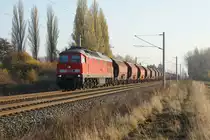 233 112 donnert mit einem Ganzzug durch
den Abzweig Seehof gen Magdeburg.
14.11.2012