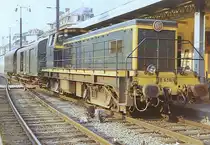 Frankreich, Region Lothringen, D�pt. Meurthe et Moselle, Bahnhof Longwy, der wohl k�rzeste internationale Personenzug 5960 (BB63816-Gep�ckwagen-Donnerb�chse)von Athus (Belgien)nach Longwy(Frankreich), etwa 12km. Scan eines Fotos aus dem Jahr 1969.