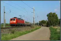 Mit dem IC 1948  Kyffh�user  ist 120 110-2 bei Heringen Richtung Nordhausen unterwegs. (05.05.2013)