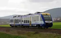 Ein HEX hat am 20.04.13 den Bahnhof Ilsenburg verlassen und ist nun auf dem Weg nach Vienenburg.