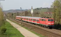 RB 26574 (Basel Bad Bf-Offenburg) mit Schublok 111 050-1 bei Denzlingen 17.4.13