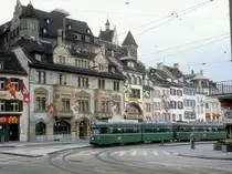 Basel BVB Tram 14 (D�wag/BBC/Siemens-GT6 Be 4/6 653) Barf�sserplatz am 29. Juni 1980.