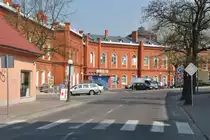 KOSTRZYN nad Odrą (Woiwodschaft Lebus/Kreis Gorzów), 26.04.2013, Blick auf das restaurierte Bahnhofsgebäude