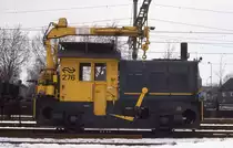Kleiner Schienenkran Nummer 276 der NS auf K�f Basis.
Dieses Fahrzeug stand am 16.2.1991 in Zevenar.