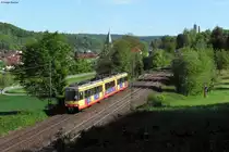 AVG ETW 832  Wegschauen ist keine L�sung  auf dem Weg von M�hlacker nach Knielingen-Rheinbergstra�e. Aufgenommen am 14.05.2013 bei Bilfingen.