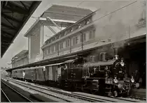 Etwas zu früh und damit perfekt mit meiner etwas zu späten Kaffee-Pause harmonierend  stattet die Eb 3/5 N°5810 mit ihrem EBT Zug auf der Fahrt von Lausanne nach Knolfingen Lausanne einen Besuch ab.
18. Mai 2013
