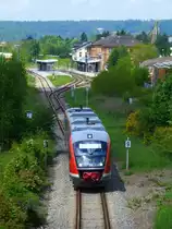 Deutschland, Rheinland-Pfalz, Zweibr�cken HBf, der Nahverkehrstriebzug 642 105 (Siemens Desiro Classic) verl�sst den Bahnhof in Richtung Pirmasens, KBS 674, 18.05.2013 