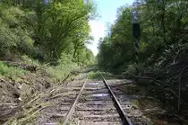 Die w�rttembergische Schwarzwaldbahn am 18. Mai 2013 zwischen Ostelsheim und Althengstett. Dort steht noch ein altes Signal.

