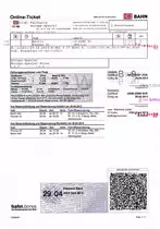 BERLIN, 29.04.2013, Fahrkarte für zwei Personen im Berlin-Warszawa-Express von Berlin nach Poznań und zurück -- Fahrkarte eingescannt