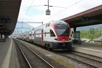 Der neue Rheintalexpress..Der sechsteiliger Stadler Dosto RABe 511 019 auf einer Testfahrt in Landquart.23.05.13