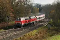 218 326 und 495 mit IC 118 in Aulendorf (09.11.2012)