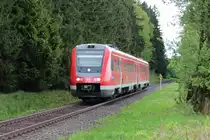 612 062 ist mit dem RE 3045 von Lichtenfels nach Hof Hbf unterwegs, aufgenommen am B� zwischen Marktschorgast und Falls. 20.05.2013