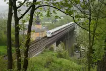 605 007 als Me�fahrt am 13.05.2013 auf der Trogenbachbr�cke in Ludwigsstadt.