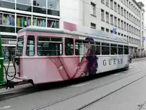 BVB - Tramanh�nger B 1452 mit Werbung unterwegs in Basel am 02.05.2013