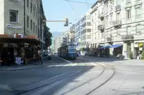 Z�rich VBZ Tram 13 (Be 4/6) Bleicherweg / Stockerstrasse im August 1986.