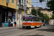 Bei den von mir am 6.5.2013 in der Innenstadt der bulgarischen Hauptstadt
Sofia gesehenen Tram Bahnen, war die Reihe 41, hier der Wagen 4101, vom 
Volumen her das gr��te Fahrzeug. Der Wagenkasten war im Gegensatz zu den
ansonsten verkehrenden D�wag und Tatra Typen deutlich breiter.