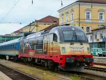 Alex Werbelok 183 001 steht am Nachmittag des 24.05.13 in Regensburg Hbf abgestellt. Sie �bernimmt den n�chsten Alex nach M�nchen Hbf!