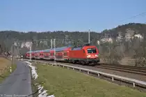 182 019 (91 80 6182 019-0 D-DB) + Dosto als S1 (37741) von Mei�en nach Sch�na am 05.03.2013 bei Strand