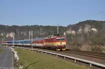 371 005 „Pepin“ (CZ-CD 91 54 7371 005-0) mit EC177 „Slovensk� strela“ von Berlin-Gesundbrunnen nach Bratislava hl.st. am 05.03.2013 bei Strand