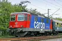 Als selterner Gast zog die 421 381-5 den S�uferzug vom Eurostrand Leiwen, von Hetzerath in Richtung Koblenz, am 17.04.2011