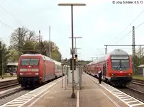 Am 6.5.13 gab es eine au�erplanm��ige RE-�berholung in Pleinfeld, da 101 126 mit ihrem IC nach Norden Versp�tung hatte.