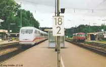 1994 war es noch normal, dass in Pleinfeld ICE von M�nchen nach Hamburg und Schienenbusse nach Gunzenhausen aufeinander trafen. 