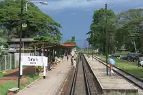 Blick vom letzten Wagen des ORD 446 auf den Bf. Chaiya, Blickrichtung Ban Thung Pho Junction, am 17.Mai 2013. 
