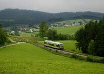 VT 650 726 bei einer Sonderfahrt auf der Ilztalbahn von Passau nach Freyung am 01.06.2013 bei Karlsbach.
