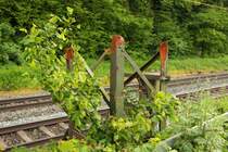 �berreste eines Fahrleitungsmastes bei Hochstadt/ Marktzeuln am 09.06.2013.