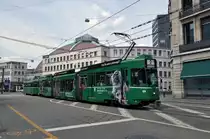 Da bei den Basler Verkehrsbetrieben auch m�nnliche Tram- und Busfahrer gesucht werden, wirbt der Be 4/6S 678 mit m�nnlichen Aufklebern. Die Aufnahme stammt vom 12.06.2013.
