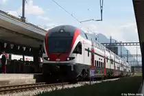 Begr�ssung des neuen REX: Am 8.6.2013 stellte die SBB der Bev�lkerung im Rheintal der neue REX, in Form eines RV-Dosto, der Bev�lkerung vor. Nebst Schnupperfahrten war in Buchs SG der RABe 511 111 ausgestellt. 