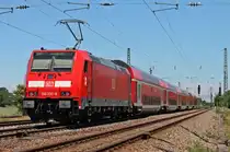 Hier die neu getaufte 146 230-8 auf den Namen  Radolfszell . Hier schob sie eine RB nach Offenburg aus der Ortschaft Orschweier. (13.06.2013)