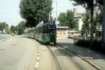 Basel BVB Tram 14 (Be 4/6 624) Kleinh�ningen, Wiesendamm im Juli 1988.