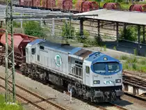 250 006 steht bereit in Dresden Friedrichstadt seinen Sch�ttgutwagenzug Richtung Pirna zu bringen.
17.06.13